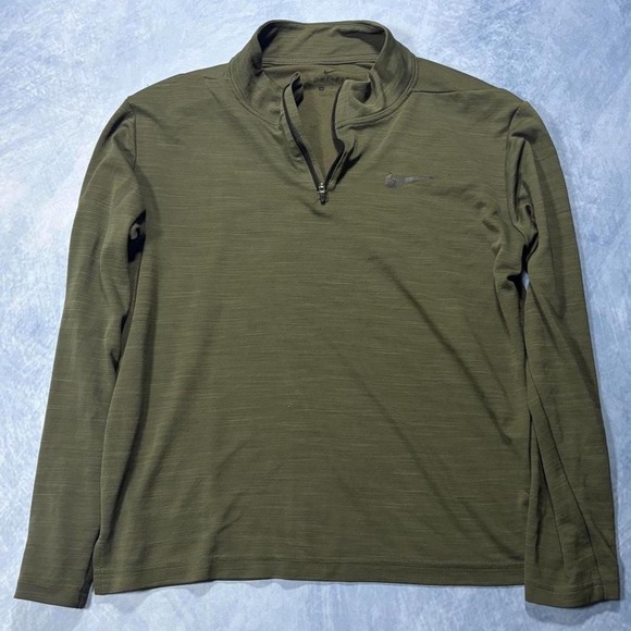 Nike Sweaters - Nike dri ft army green pull over zip up fleece